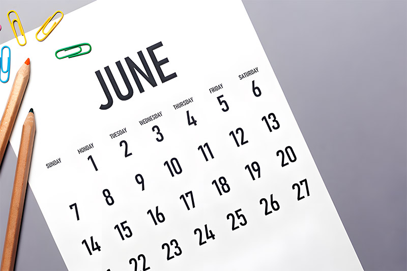 Calendar with June dates
