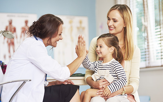 Mom and daughter at doctor's office